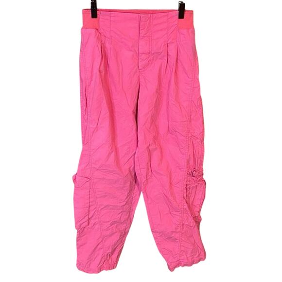 Free people movement mesmerize me hot Pink Cargo Pants w snap button fly small - Picture 1 of 13